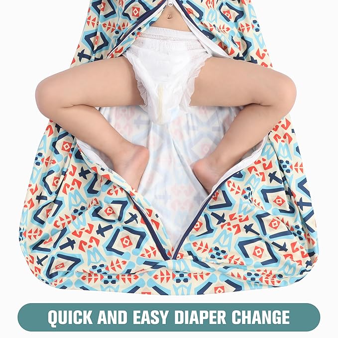 Baby Sleep Sack 12-18 Months 3 Pack Baby Wearable Blanket 100% Rayon Cotton 2-Way Zipper Toddler Sleeping Sack .Comfy Soft Lightweight TOG 0.3 (Bohemia&Checkered&Blue,)