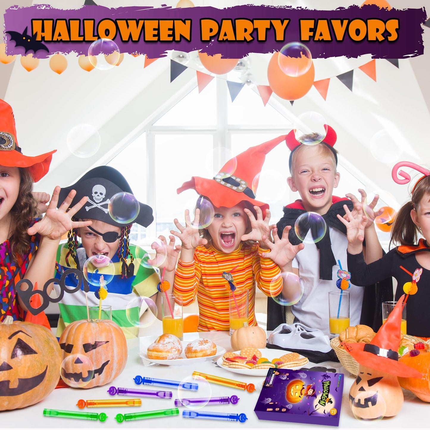 Halloween Mini Bubble Wands Toys Gifts for Toddlers 20 Pack,Non Candy Treats Goodie Bag Stuffer Fillers Party Favors for Kids,Small Halloween Trinkets Decor Trick or Treat Classroom Prize for Boy Girl