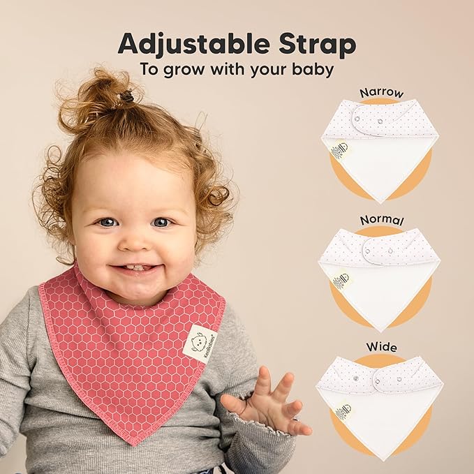 KeaBabies 8-Pack Organic Baby Bandana Bibs for Girls - Super Absorbent Triangle Baby Bibs for Drooling and Teething Infant, 100% Cotton Extra Soft for Newborn, Infant 0-36 Months (Blush)