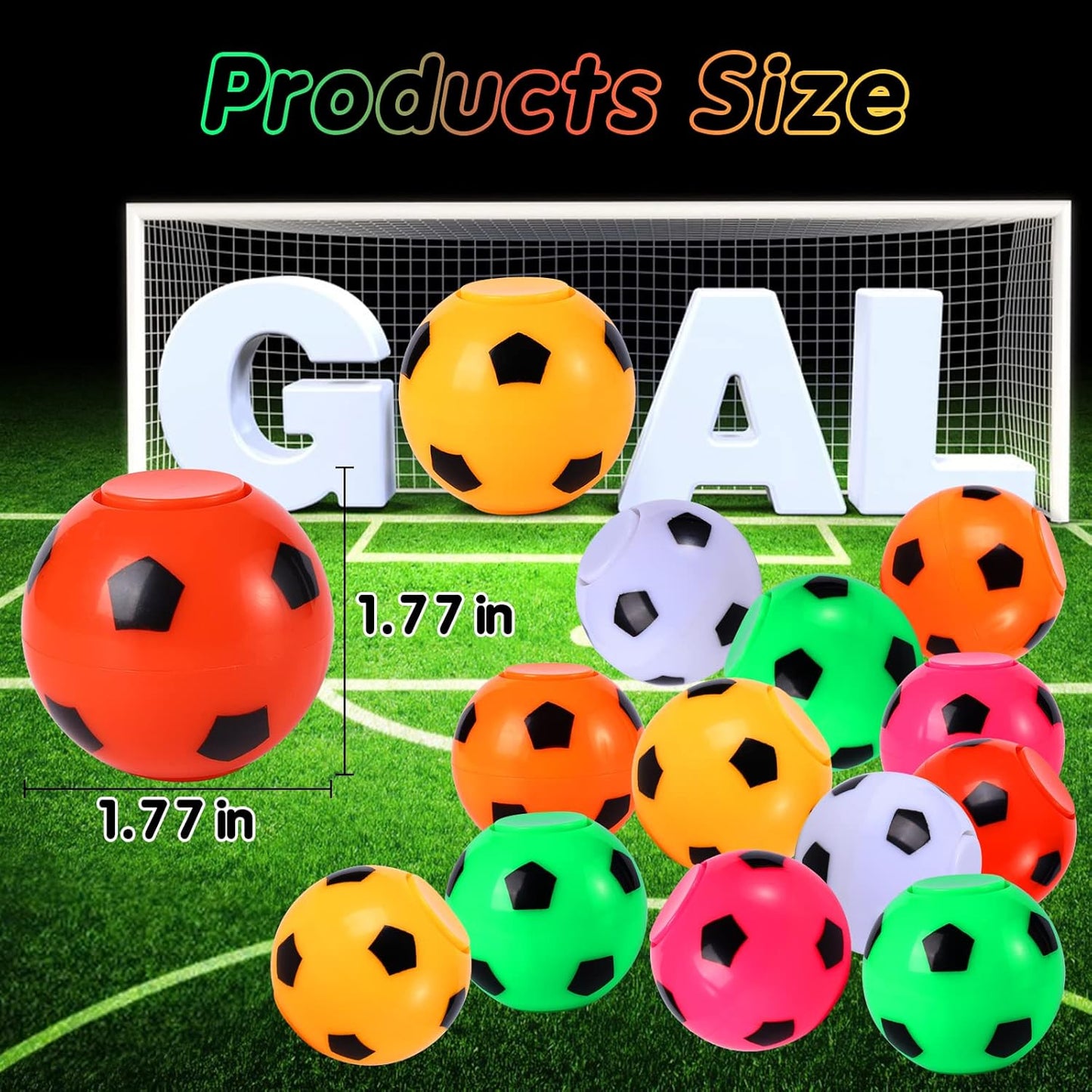 12PCS Party Favors Soccer Stress Ball Fidget Toys for Kids Soccer Ball Fidget Spinners Goodie Bag Stuffers for Kids Light Up Football Birthday Party Favors Return Gifts for Classroom Prize
