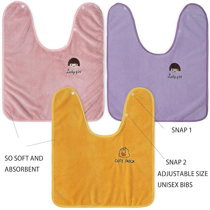 3 Pack Bibs for Baby Girls or Boys, Toddler Bibs for Feeding Teething Drooling, The Size 16 "x20 Face Towel Multifunctional for 3-6 Years kids