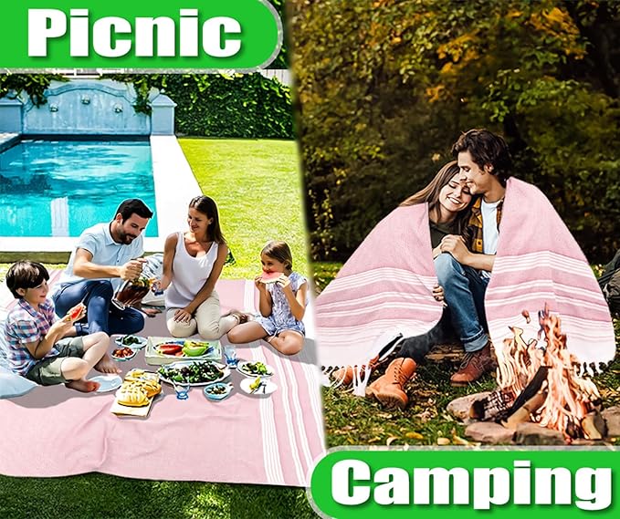 Oversized Turkish Beach Towel Blanket Cotton Giant XL Sandproof Towels Huge Linen XXL Extra Large Big Throw Quilt Blankets for Adults Cloud Travel Camping Glamping Accessories Essentials