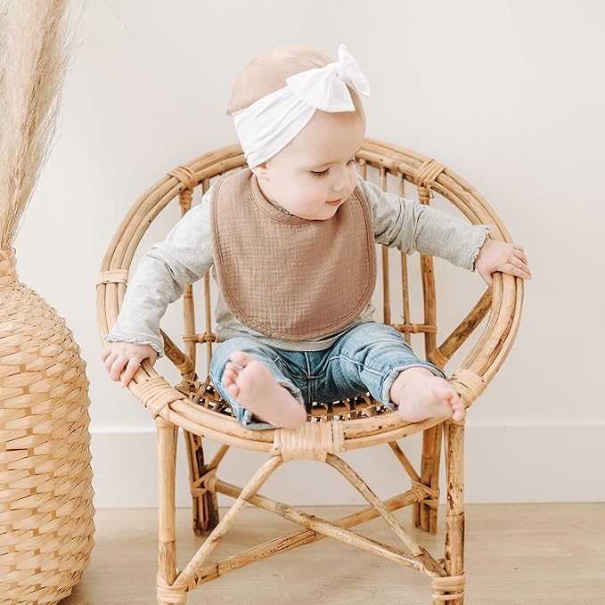 Konssy Muslin Baby Bibs 8 Pack Baby Bandana Drool Bibs Cotton for Unisex Boys and Girls, Soft Absorbent Set for Teething and Drooling