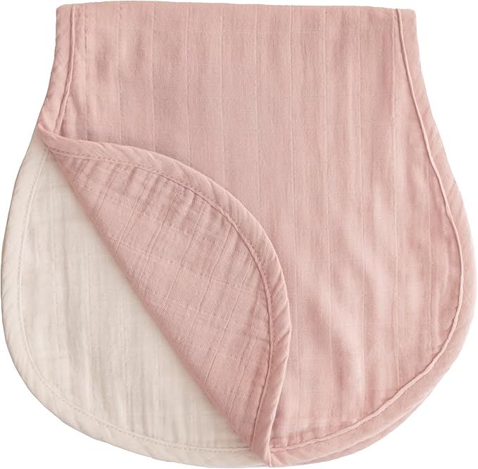 mushie Muslin Baby Burp Cloths | 100% Organic Cotton, Set of 2 (Blush/Fog)