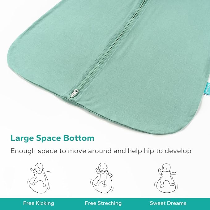 Rayon Made from Bamboo Sleep Sack, 0.5 TOG Wearable Blanket Baby, Lightweight Stretchy Sleep Sack 6-12 Months, Green