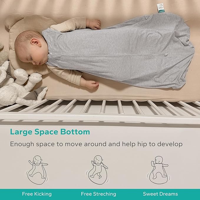 Rayon Made from Bamboo Sleep Sacks 0.5 TOG summer Wearable Blanket Baby 6-12 Months, Green & Grey