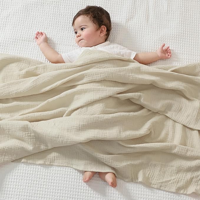JELLYMONI Muslin Swaddle Blankets for Unisex, 3 Pack Newborn Receiving Blanket, Large 47 x 47 inches Soft Breathable Muslin Baby Blanket for Newborn Boys & Girl