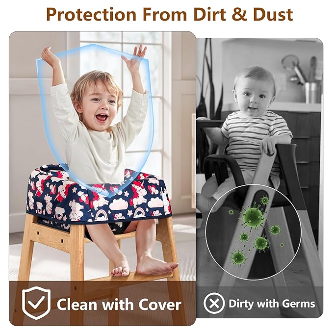 High Chair Cover for Baby Restaurant: Sprouterie Baby High Chair Covers for Restaurant Highchair with Safety Harness Stain and Slip Resistant Waterproof Portable for Outdoor Indoor Eating Unicorn