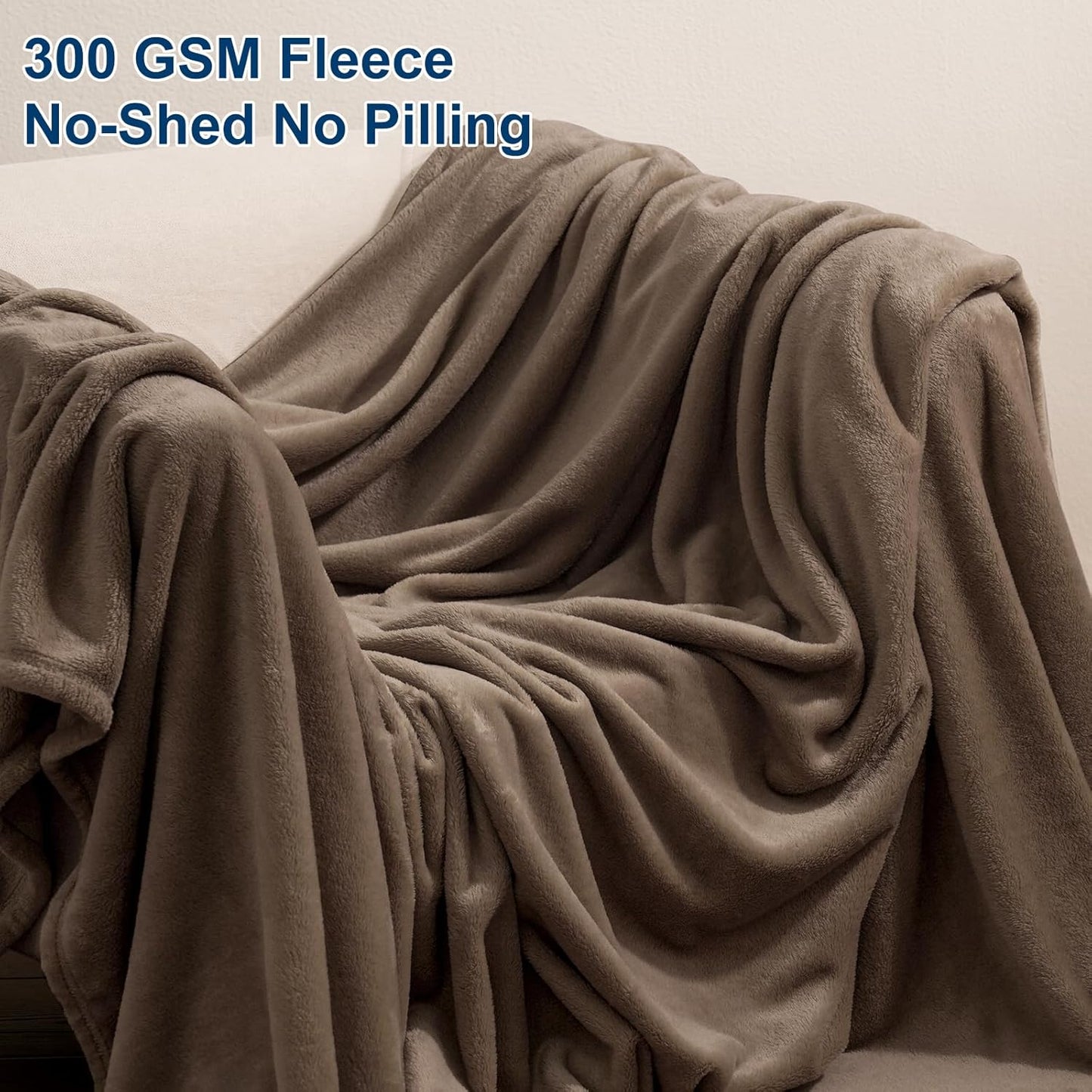 PHF Ultra Soft Fleece Blanket Twin Size, No Shed No Pilling Luxury Plush Cozy 300GSM Lightweight Blanket for Bed, Couch, Chair, Sofa Suitable for All Season, 66" x 90", Cocoa Brown