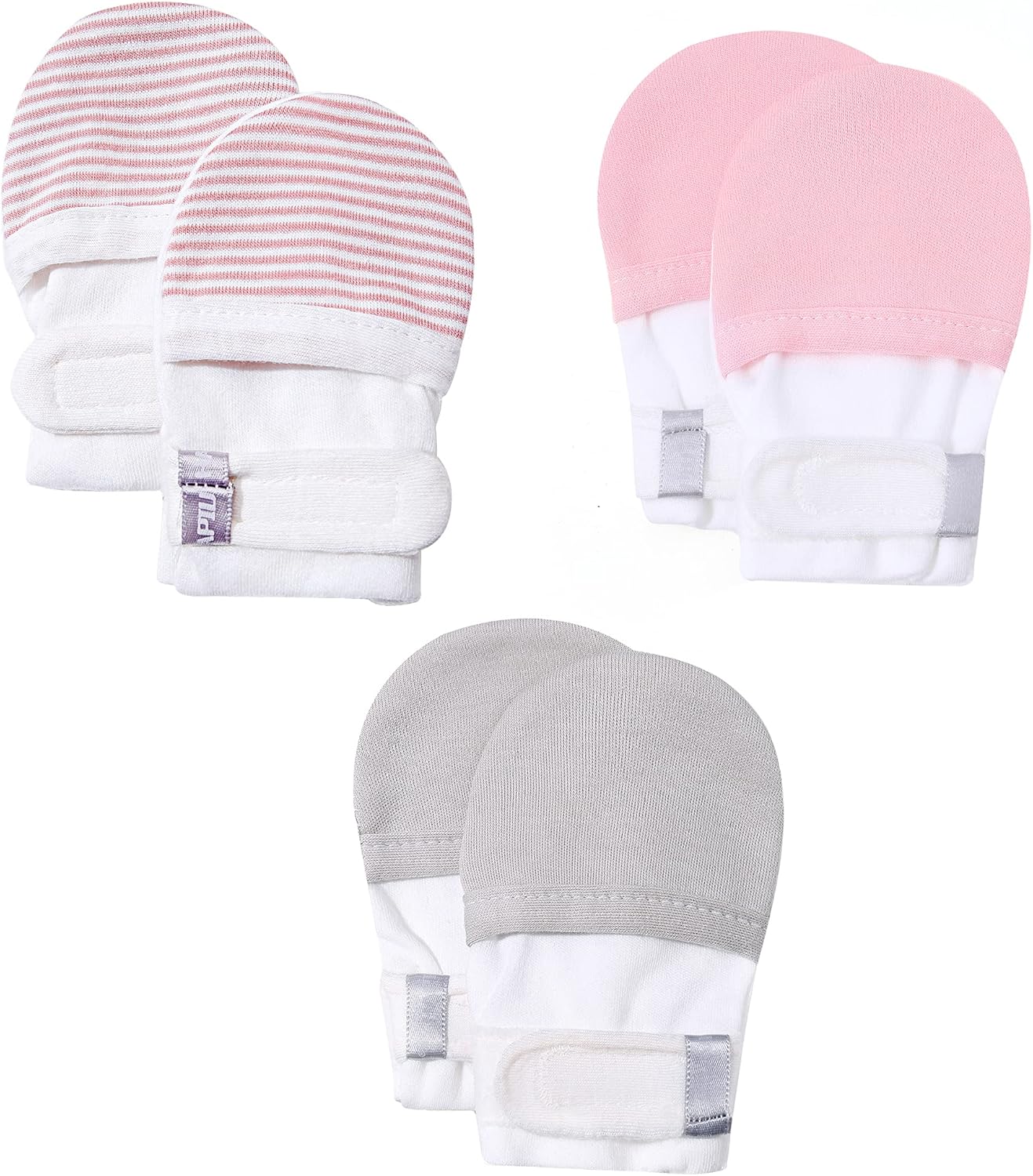 HAPIU Baby No Scratch Mittens Stay On, 100% Cotton Breathable, Adjustable Infant Gloves for Boys Girls, Newborn - 12 M