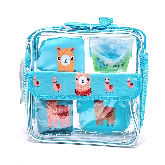 Refresh-a-Baby Feeding Essentials Kit for Feeding on The go Includes: Universal Bottle Top Adaptor Resealable Container Silicone Bib Clear Travel Bag & More (Llama Love)