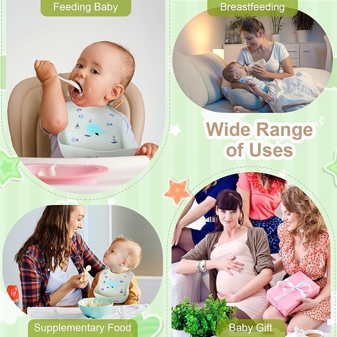 Accmor Silicone Baby Bibs, Waterproof Soft Bibs for Baby Girls Boys Feeding Eating, Silicone Baby Bibs with Large Pocket