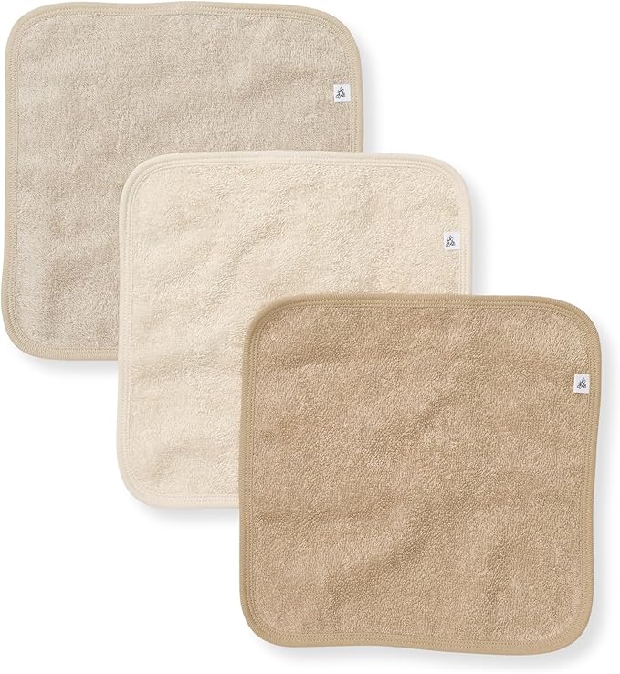 Burt's Bees Baby Infant Washcloths, 100% Organic Cotton, Soft and Super Absorbent Knit Terry & Woven Terry Wash Cloth
