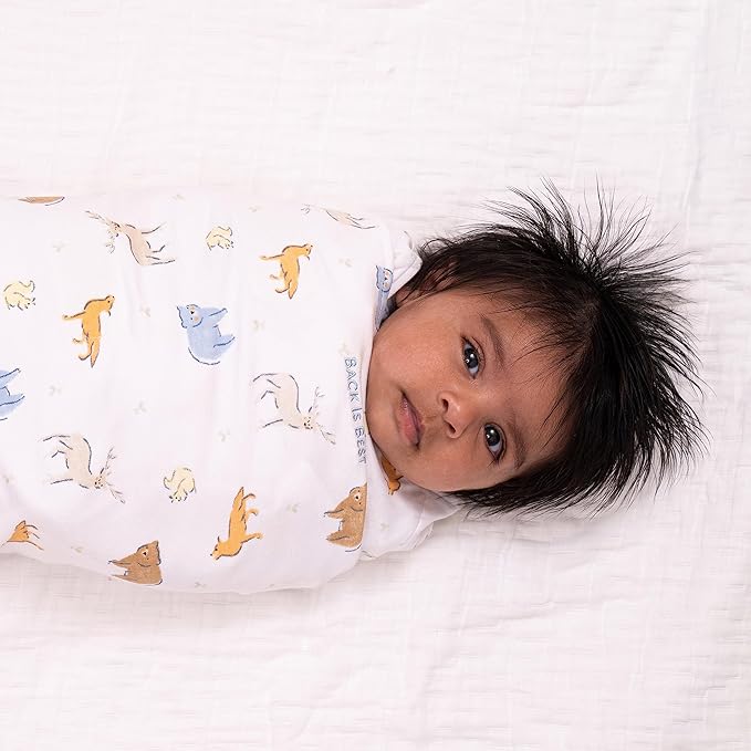 HALO 100% Cotton Sleepsack Swaddle, 3-Way Adjustable Wearable Blanket, TOG 1.5, Forest Friends, Newborn, 0-3 Months