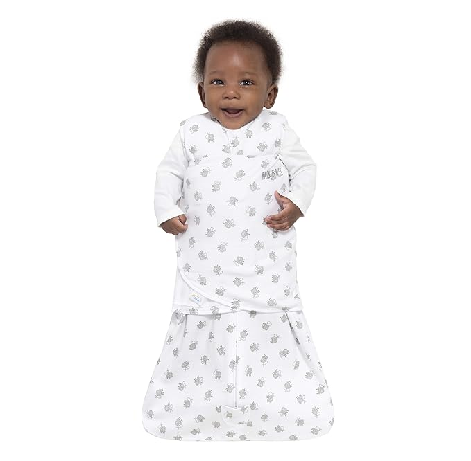 HALO 100% Cotton Sleepsack Swaddle, 3-Way Adjustable Wearable Blanket, TOG 1.5, Lamb Scribble White, Newborn, 0-3 Months