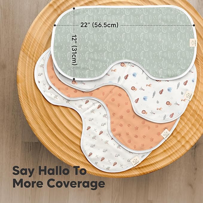 KeaBabies 4-Pack Baby Burp Cloths Baby Girl, Boy - Organic Cotton Burp Cloth, Extra Large, Absorbent, Soft Burping Cloths & Bibs Set for Babies, Newborn Burp Clothes, Thick Burp Rags (Wilderness)