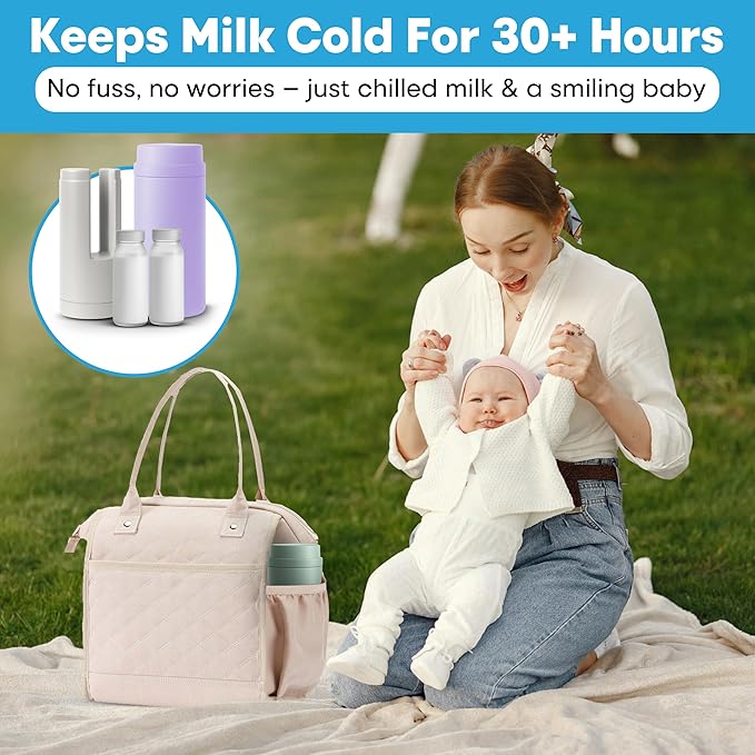 Portable Breast Milk Cooler Bottle: 30H Cooling Time, 2 x 150ml/5Oz, Durable BPA-Free Breastmilk Storage Bottles, Breastmilk Cooler, Travel Breastfeeding Milk Chiller for Baby