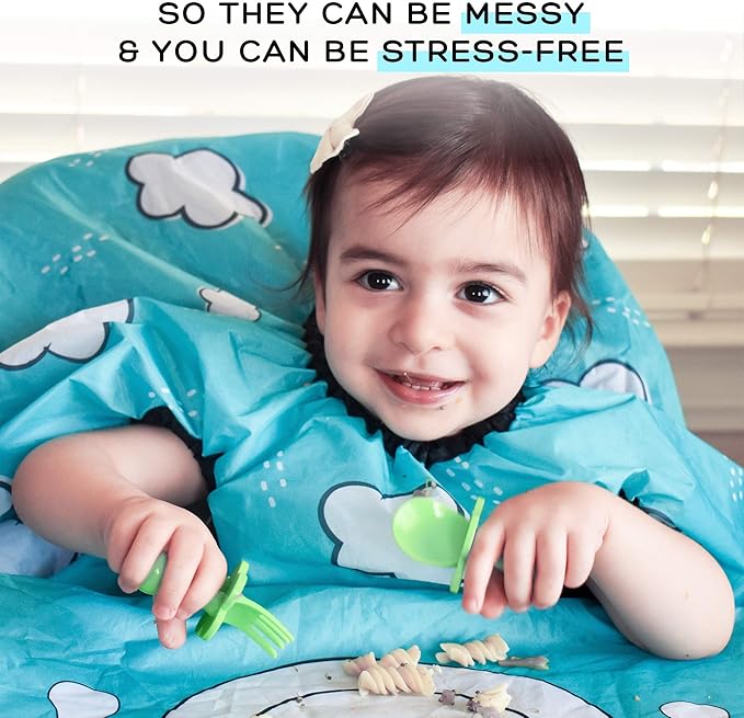 grabease Allover Waterproof Bib for Self-Feeding Infants and Toddlers, Machine Washable, Ages 6-24 Months