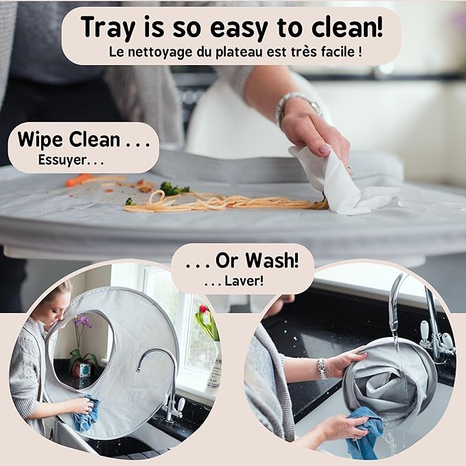 Tidy Tot- Baby Bib & Tray Kit - Mess Proof Long Sleeve Smock Attaches to Feeding Mat, Waterproof Bib - Fits Babies 6-24 Month