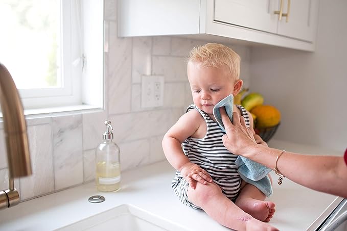 Copper Pearl 6 Ultra Soft Baby Bath Washcloths Premium Large Soft Sonny (Blue/White) 11" x 11" Towels