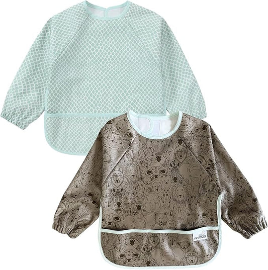 2 Pack Baby Bibs for Boy,Baby Bibs for Eating,Mess Proof Baby Bib,Full Sleeve Bib,Waterproof Bib for Toddlers