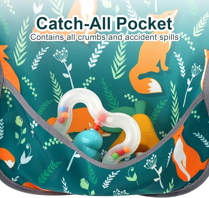 Accmor Baby Bibs, Waterproof Baby Toddler Bibs, Apron Smock Bib for Baby Boys Girls, Essential Must Have for Eating, Feeding