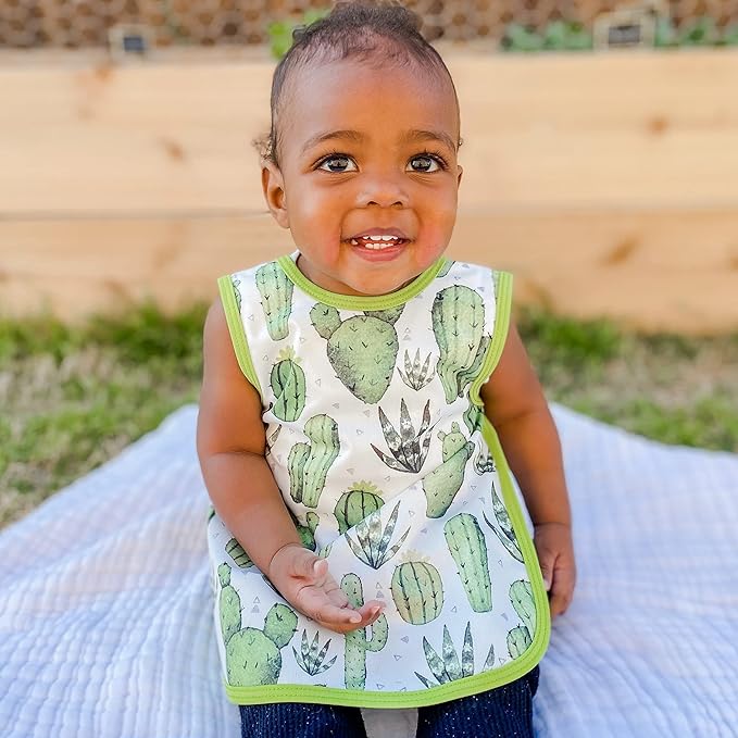 BapronBaby Desert Cactus Bapron - No Neck Tie Safer Bib for Baby & Toddler - Soft Waterproof Stain Resistant - Machine Washable - Sz Baby/Toddler 6m-3T