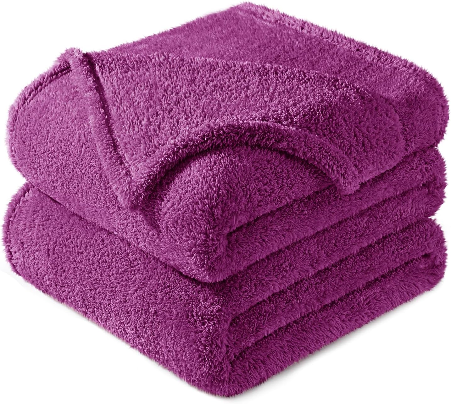 Exclusivo Mezcla King Size Flannel Fleece Blanket, Super Soft Velvet Plush Bed Blanket, Fuzzy Cozy and Warm for All Seasons, 90x104 Inches, Purple