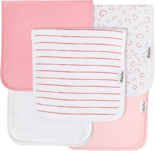 5-Pack Organic Cotton Burp Cloths – Large, Ultra-Soft 3-Layer Towels for Burping, Shoulder & Hand Use, Highly Absorbent