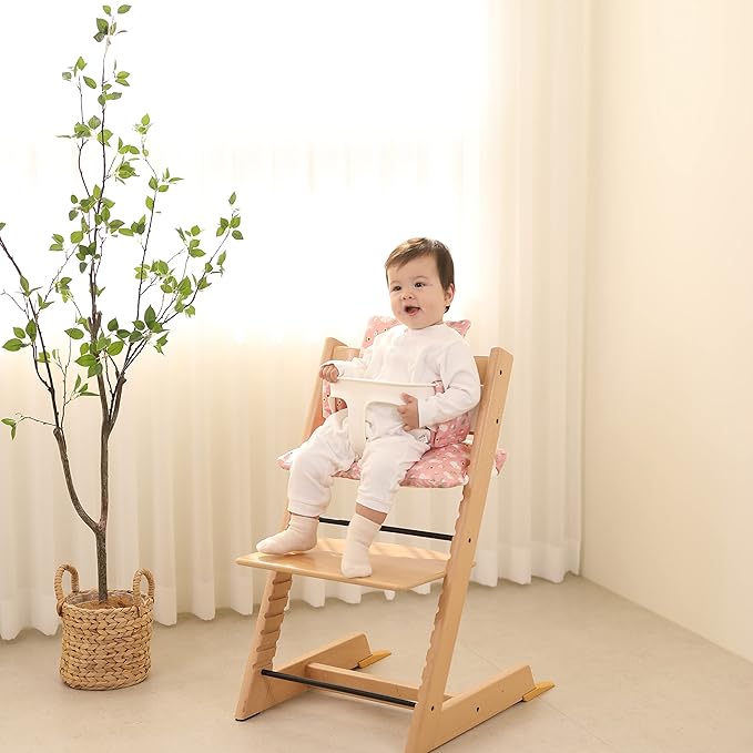 Waterproof & Compatible Stokke Tripp Trapp Cushion Set - Easy to Clean Stokke Tripp Trapp Newborn Set - 100% Cotton Stokke High Chair Cushion Set (Pink Bunny / 49.5 Counts)