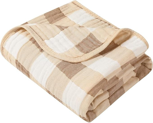 Ultra-Soft Muslin Baby Blanket - Swaddle & Crib, 43x43 (Warm Coffee)