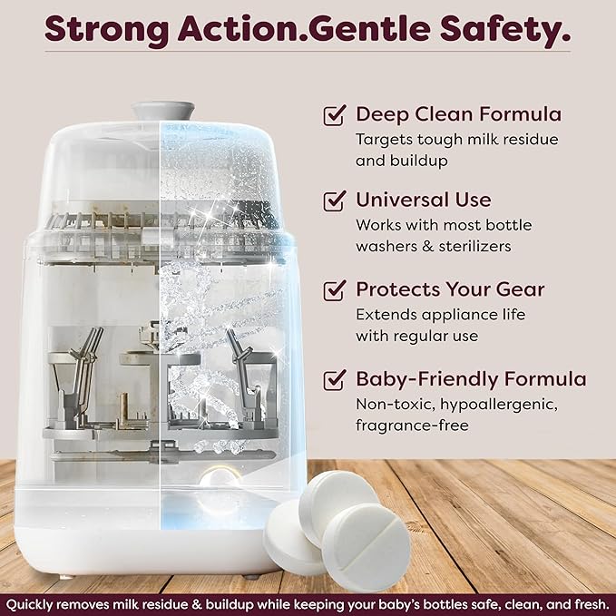 KOOLA Mom Descaling Tablets for Baby Bottle Washer Sterilizers & Warmers - 20ct, Compatible with Momcozy & Baby Brezza Removes Stubborn Mineral Scale, Non-Toxic & Baby-Friendly, Extends Product Life