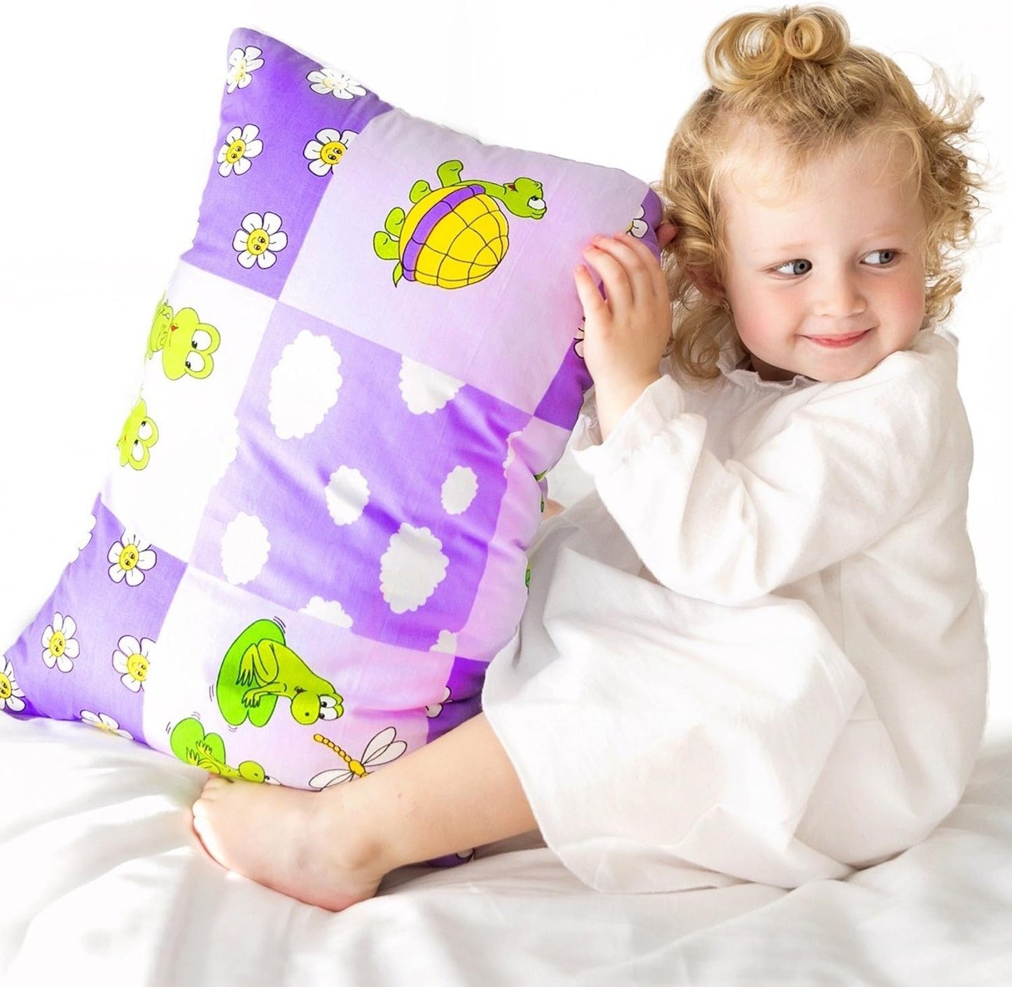 Toddler Pillowcase 13x18 by Comfy Turtles, 100 Natural Cotton, or Get a Smile from a Kid with Cute Animals of this Soft Pillow Cover for Boys and Girls (Mauve Turtles)