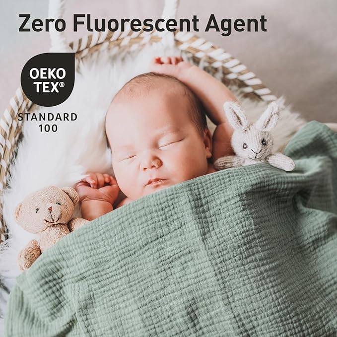 Muslin Receiving Blankets, Neutral Blanket Swaddling for Newborn Boys and Girls, 5 Pack Breathable and Skin-Friendly Swaddle Wrap for Infant Baby (Fresh Colors)