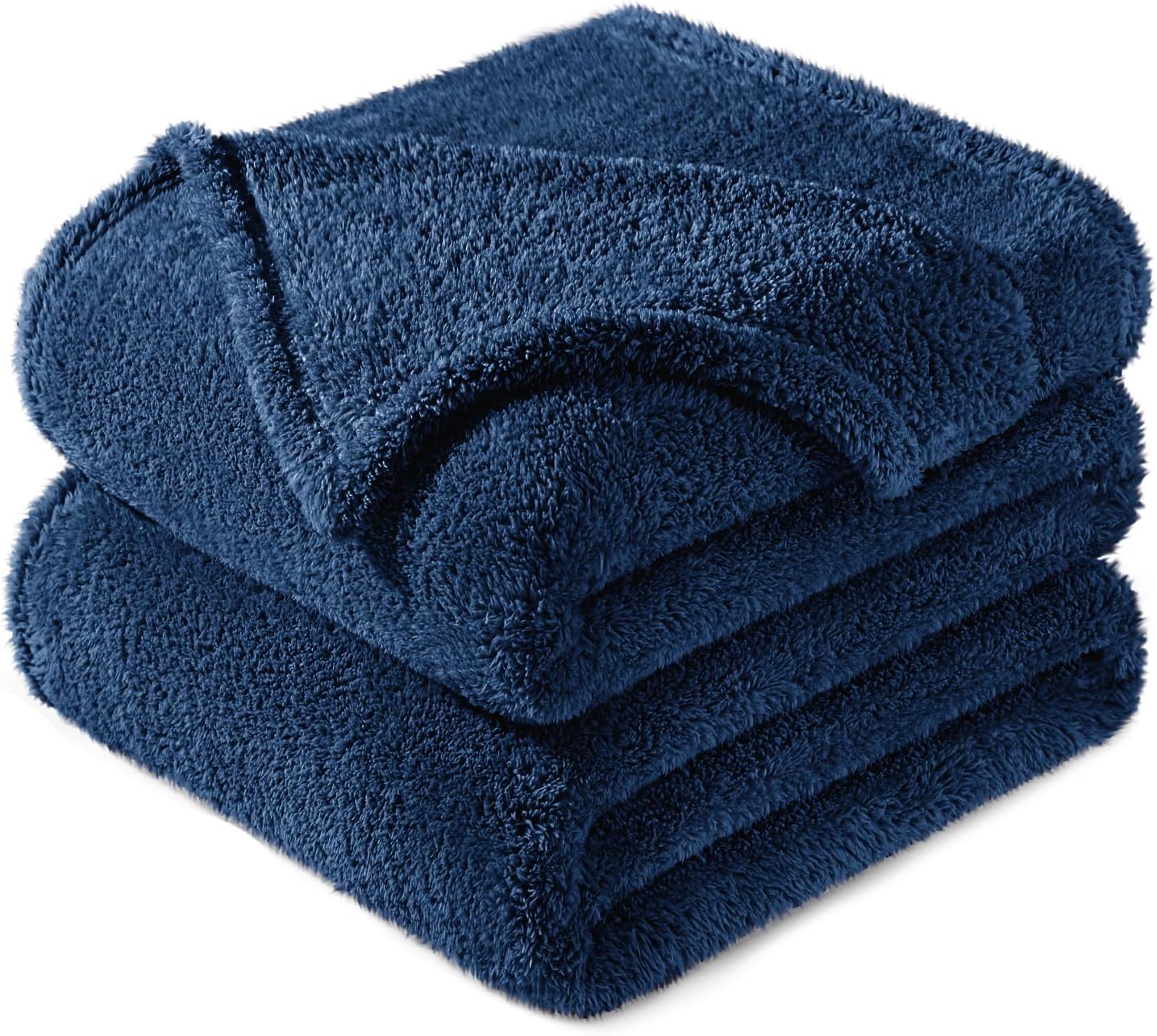 Exclusivo Mezcla Twin Size Flannel Fleece Blanket, Super Soft Velvet Plush Bed Blanket, Fuzzy Cozy and Warm for All Seasons, 60x80 Inches, Navy Blue