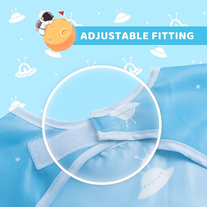 Little Dimsum Baby Bib with Pocket Waterproof Toddler Bibs Infant Feeding Bibs for Boys and Girls, Pack of 2 Colors