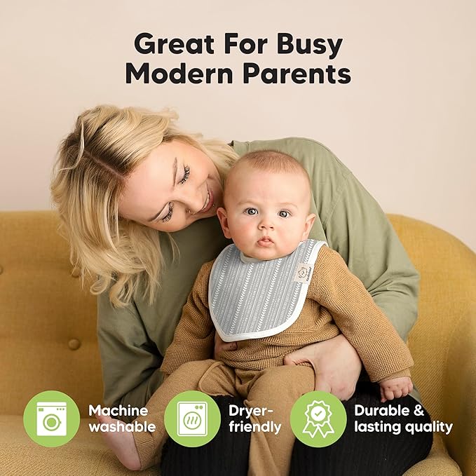 8-Pack Organic Baby Bibs for Boys, Girls - Soft Cotton Drooling and Teething Bibs for Baby Girl & Boy, Extra Absorbent, Easy To Clean & Put On for Toddler, Newborn, Infant 0-24 Months (Lunaris)