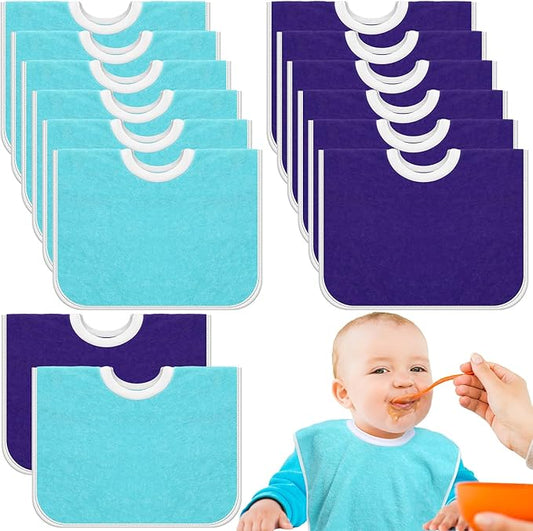 Bonuci 12 Pack Toddler Baby Bibs 15x13 Inch Pullover Full Coverage Bibs Absorbent Slip on Cotton for Girls Boys Newborn