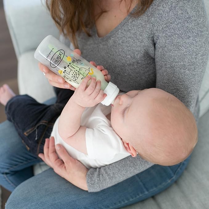 Dr. Brown's Natural Flow Anti-Colic Options+ Narrow Baby Bottle, Squirrel & Goat, 8 oz/250 mL, with Level 1 Slow Flow Nipple, BPA Free, 0m+, 2-Pack