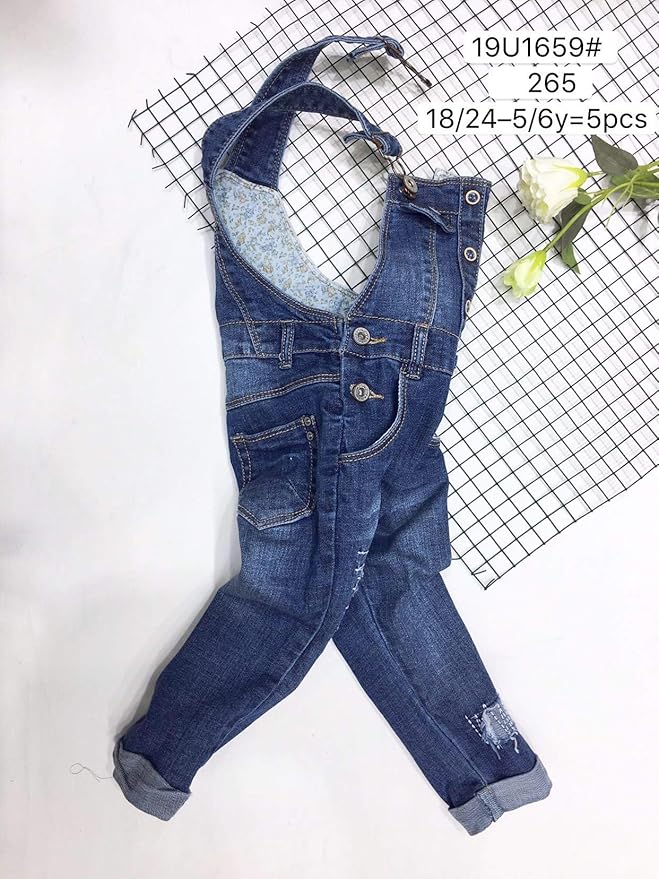 KIDSCOOL SPACE Baby Toddler 2 Buttons Adjustable Straps Fashion Jean Overall