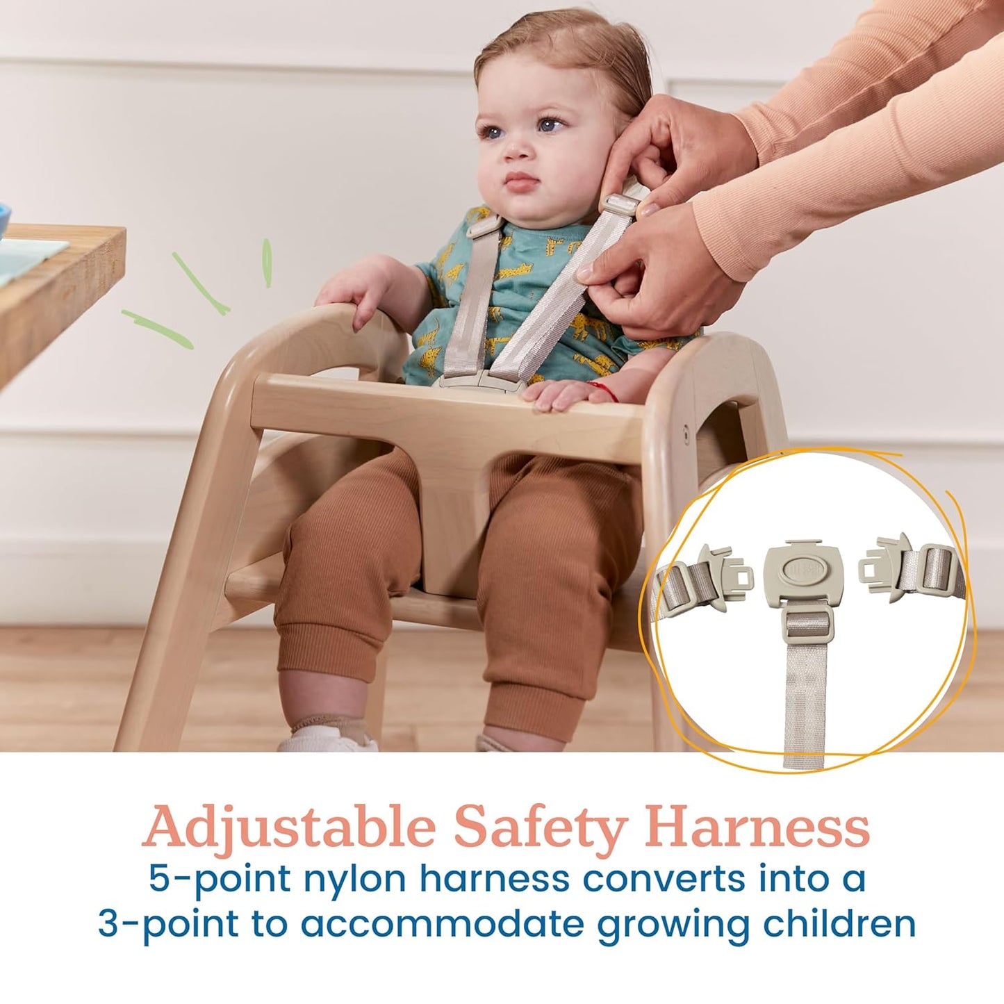 ECR4Kids ASATT High Chair, Toddler Chair, Antique White