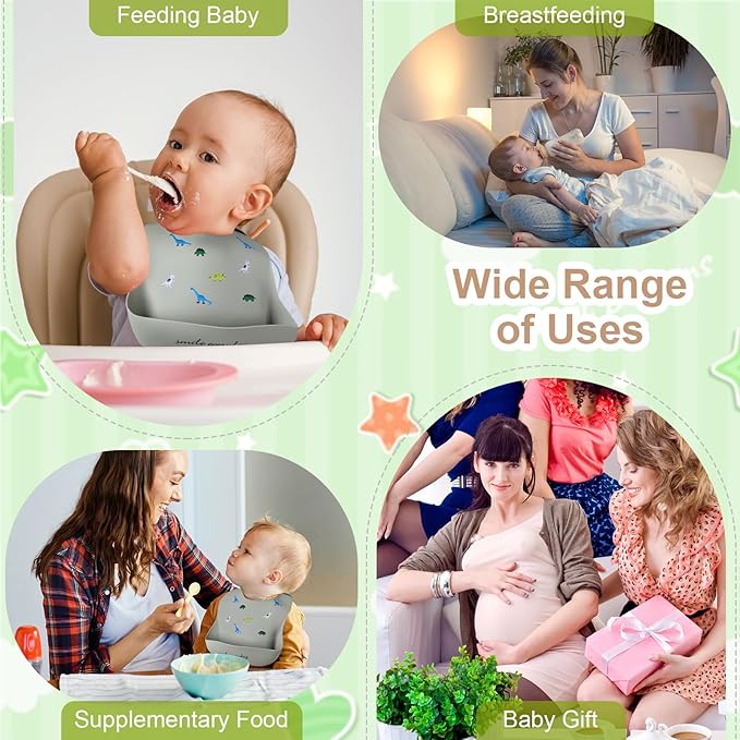 Accmor Silicone Baby Bibs, Waterproof Soft Bibs for Baby Girls Boys Feeding Eating, Silicone Baby Bibs with Large Pocket