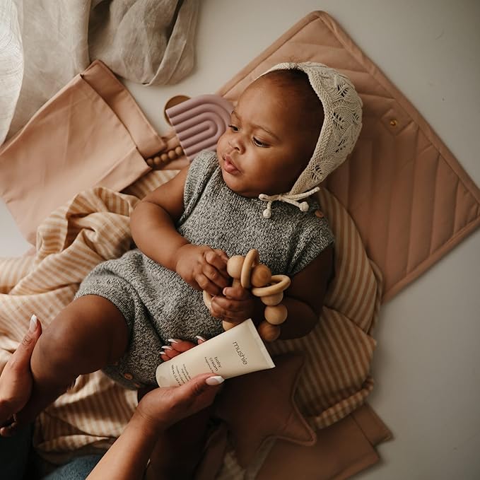 mushie Muslin Baby Swaddle Blanket | 100% Organic Cotton (Natural Stripe)