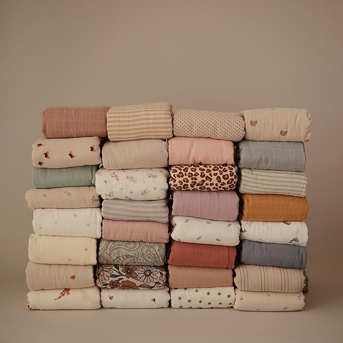 mushie Muslin Baby Swaddle Blanket | 100% Organic Cotton (Flowers)
