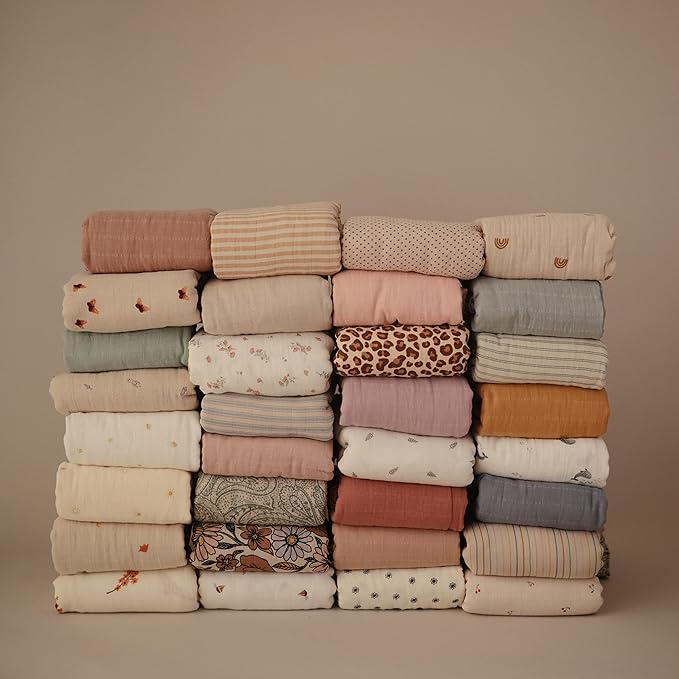 mushie Muslin Baby Swaddle Blanket | 100% Organic Cotton (Cherries)