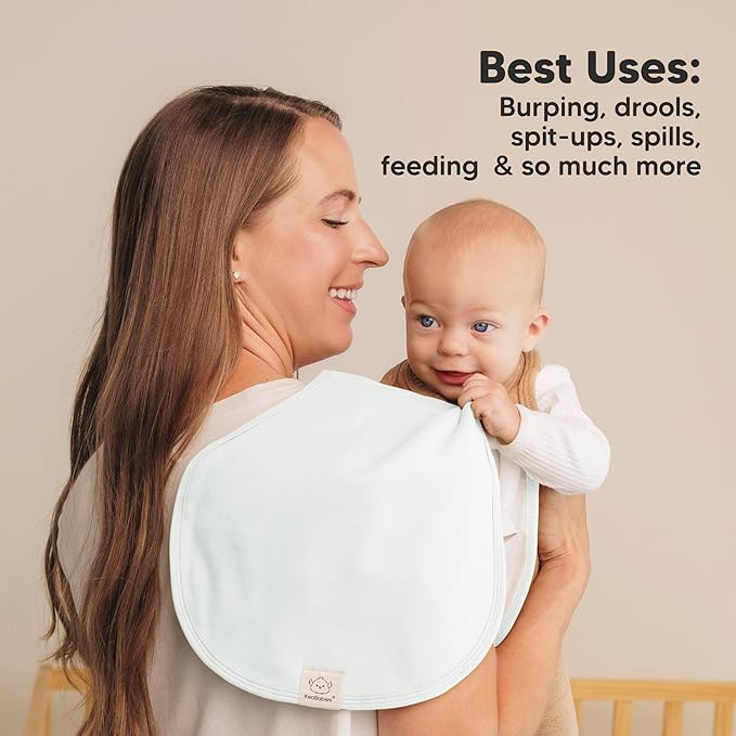 KeaBabies 4-Pack Baby Burp Cloths Baby Girl, Boy - Organic Cotton Burp Cloth, Extra Large, Absorbent, Soft Burping Cloths & Bibs Set for Babies, Newborn Burp Clothes, Thick Burp Rags (Palms)