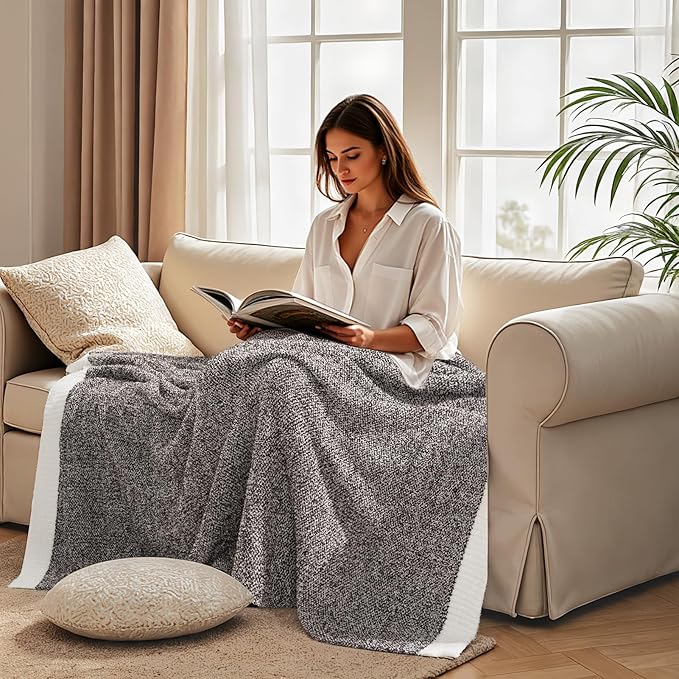 NEXHOME PRO Soft Twin Blankets for Couch, Reversible Warm Blankets Cozy Knit Blanket for Women, Fuzzy Plush Lightweight Throws for Sofa, Bed, Picnic, Coffee Brown, 60 x 80 inches