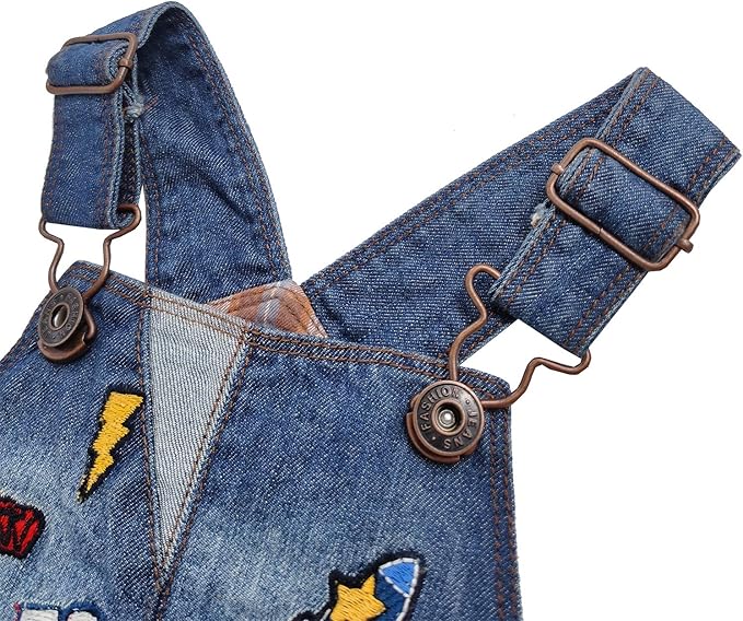 KIDSCOOL SPACE Baby Little Kids Cute Denim Embroidered Fashion Jean Overalls