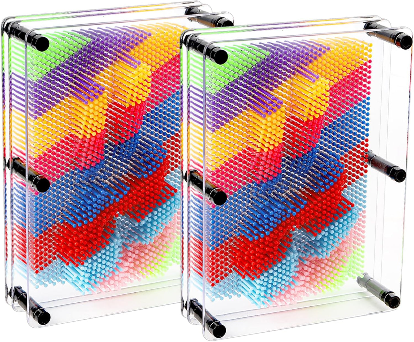 Hacaroa 2 Pack 3D Pin Art Toy, 8"x6" Plastic Pin Art Board Game Sensory Toy, Sculpture Craft Fun Creativity for Kids, Adults, Home, Office Decoration, Multicolor