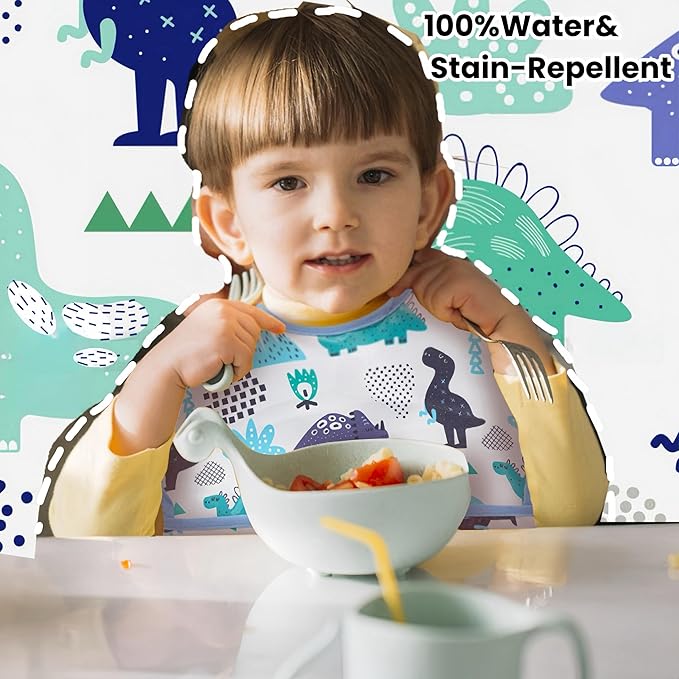 TSD Baby Bibs Waterproof Feeding Bibs 5pack Adjustable Mealtime Poctet Bib for Newborn Toddler Infant Easy Clean Durable Baby Essentials Shower Gift